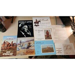 Vintage LOT 7 Books C.M. Russell CATALOGS 1980's Price Lists OLD WEST Artist